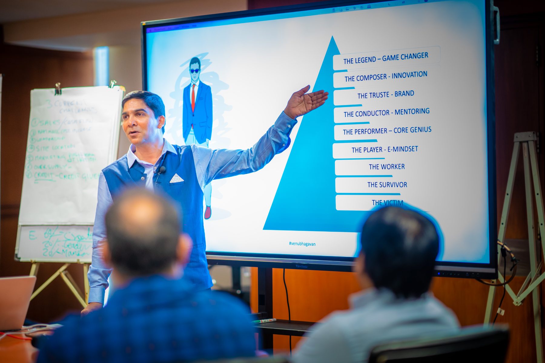 Venu Bhagavan delivering a leadership workshop